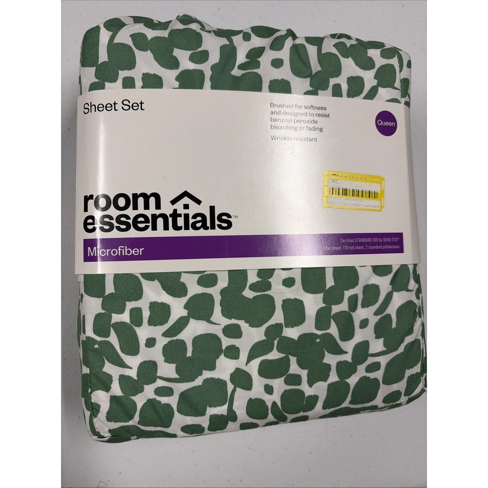 Green Spotted Room Essentials Wrinkle Resistant Microfiber Sheet Set Queen 14081